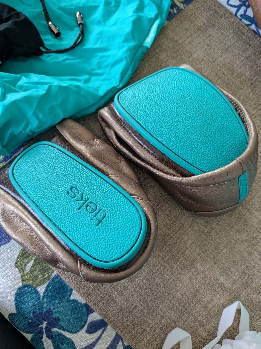 Tieks Metallic Bronze Leather Ballet Flats Size 7